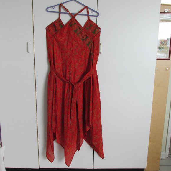 Audrey Acosta Designs Ocean Maxi Halter Dress Upcycled Orange Silk Saris One Sz - Picture 7 of 12